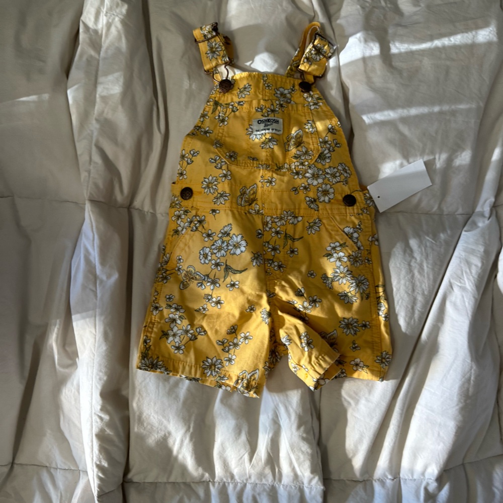 OshKosh B'gosh Yellow Floral Overalls